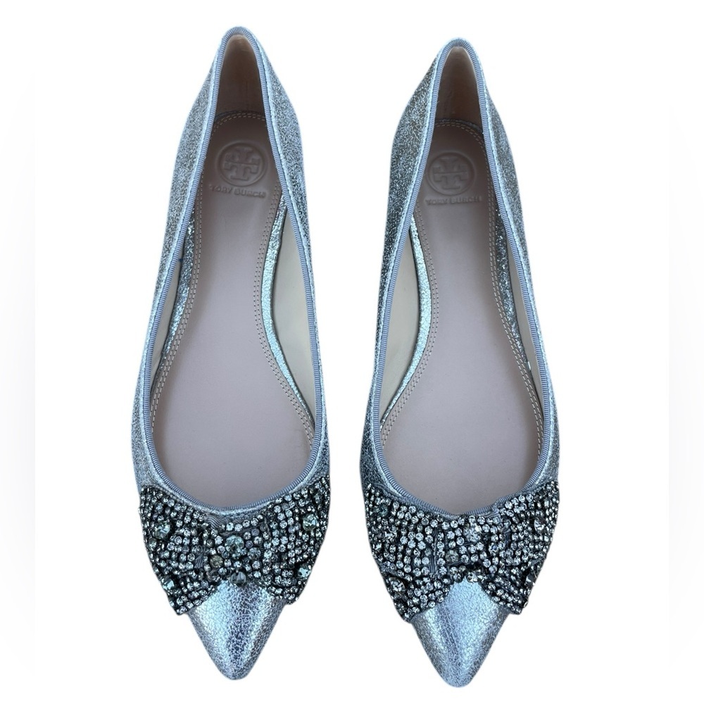 Tory Burch Vanessa Crystal Bow Pointed Toe Flats Size 9.5